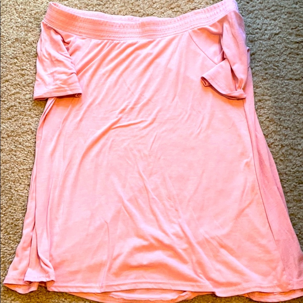 Off the shoulder pink shirt